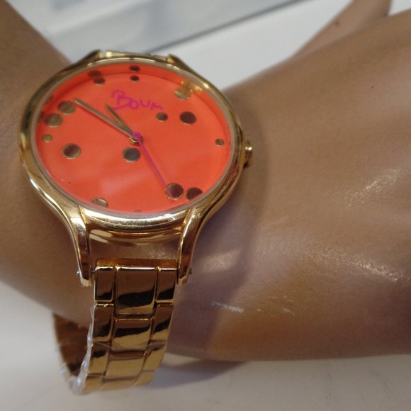 Boum Golftone Orange Face Watch 8" Pre Owned Condi - Picture 6 of 11